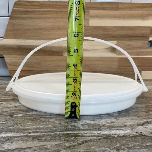 Tupperware White Pie Taker #719 & White Divided Tray #405 & 1 Clear Handle VTG - Picture 10 of 14